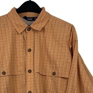 Patagonia Island Hopper Mens XXL Plaid Long Sleeve Button Up Vented Shirt Hiking
